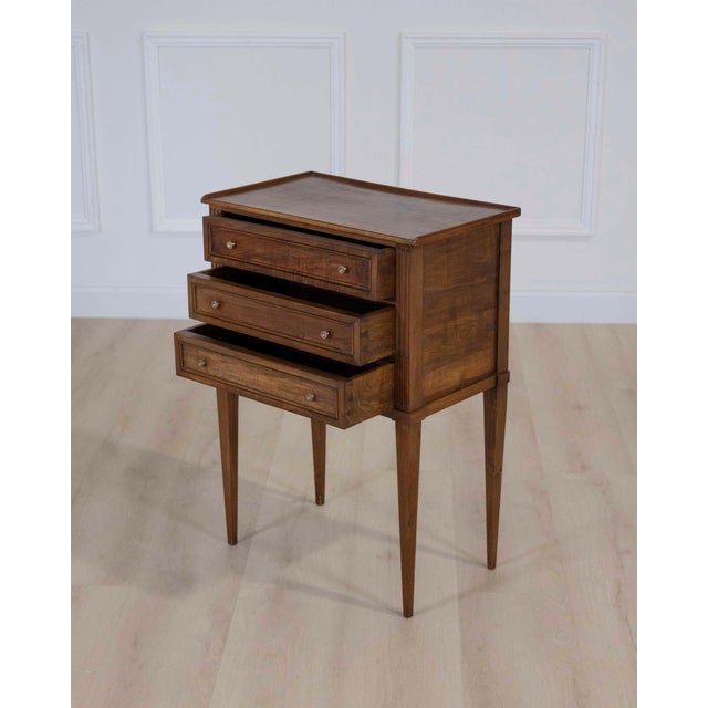 French 20th Century Louis XVI Style Walnut Bedside Table For Sale In Atlanta - Image 6 of 7