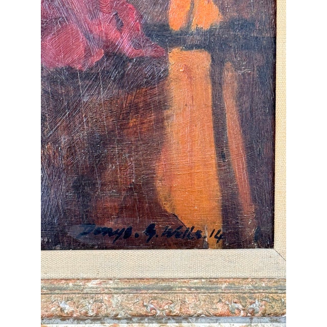 Wood Early 20th Century Oil Portrait of a Young Lady, Dated 1914 For Sale - Image 7 of 8