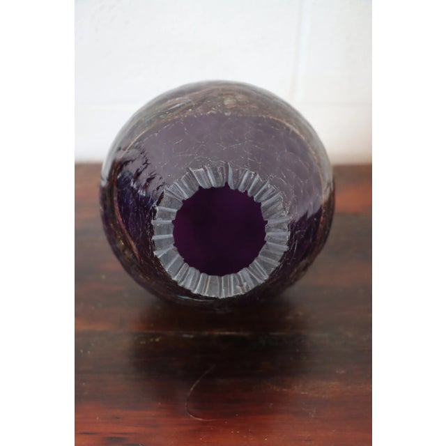Glass Purple Art Glass Bottle For Sale - Image 7 of 8