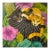 Marc Zimmerman "Paws in Play" Oil Painting, Two Cats in Tropical Jungle, Black and Gold Cats, Pink Hibiscus, Contemporary Art West Coast For Sale