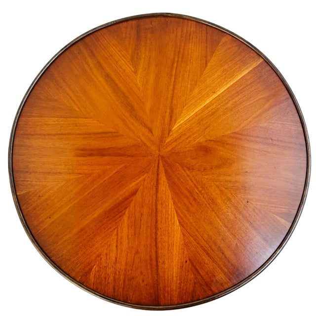 Mid-Century Modern Mid 20th Century American Regency Revival Mahogany Martini Accent Table With Faux Bamboo Legs & Brass Gallery For Sale - Image 3 of 8