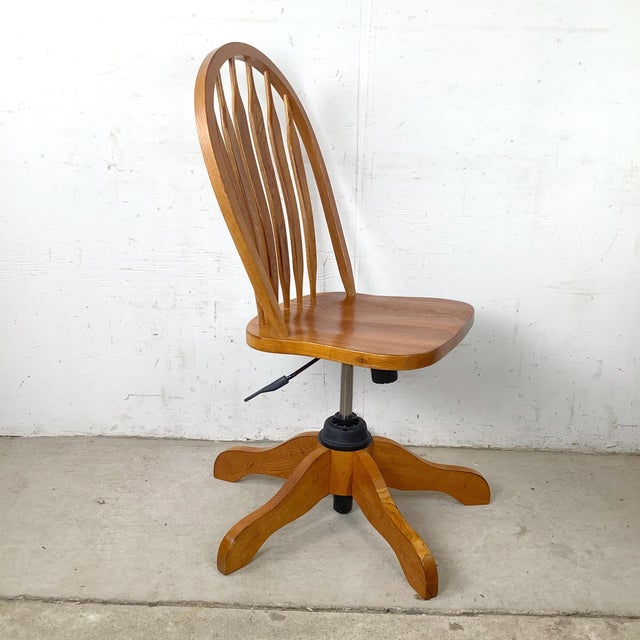 Skovby Møbelfabrik A/S Vintage Scandinavian Modern Teak Adjustable Swivel Desk Chair With Sculptural Spindle Back For Sale - Image 4 of 14