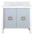 Matthew Izzo Home April Light Blue Textured Linen and Matte White Lacquer Single Sink Bath Vanity With Antique Brass Hardware For Sale