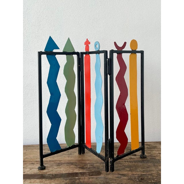 Contemporary Vintage Postmodern Table Top Screen For Sale - Image 3 of 12