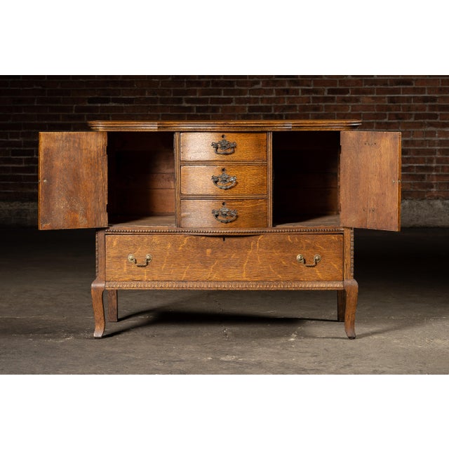 Wood Early 20th Century Carved Oak Bow Front Sideboard For Sale - Image 7 of 12