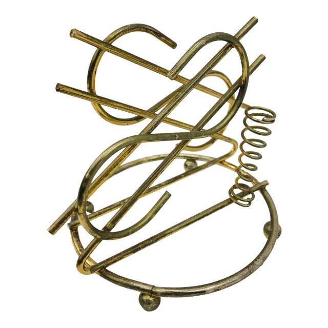 Vintage Gold Brass Bill Holder For Sale