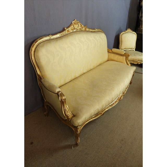 19th Century Gilded Wood Living Room, Set of 7 For Sale - Image 10 of 11