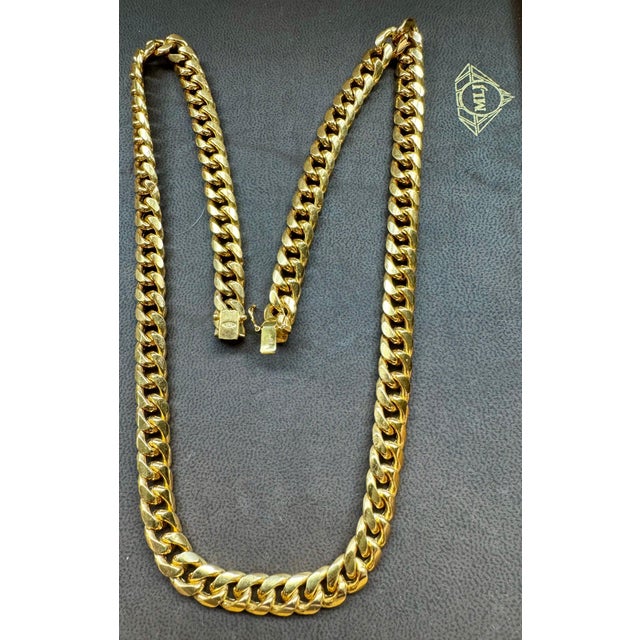 Vintage 14 Karat Yellow Gold 54.7 Gm Miami Cuban Link Italian Chain Unisex, 24" For Sale - Image 4 of 8