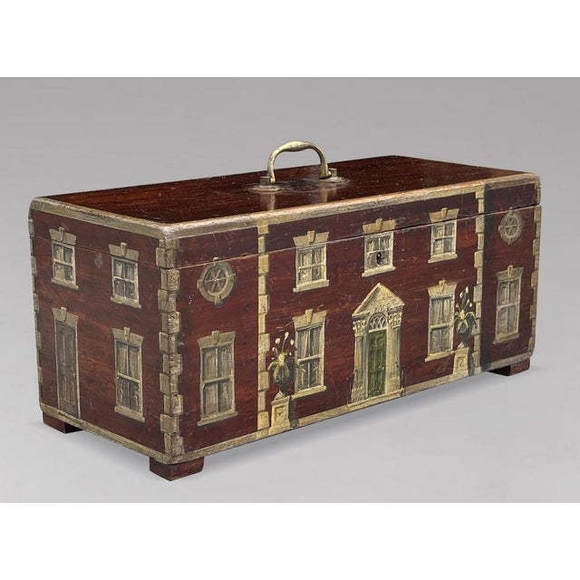 Charming 19th Century Painted Oak Country House Box or Chest A delightful piece of English folk art, this 19th-century...