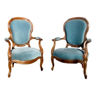 Napoleon III Mahogany Armchairs, 1890s, Set of 2 For Sale