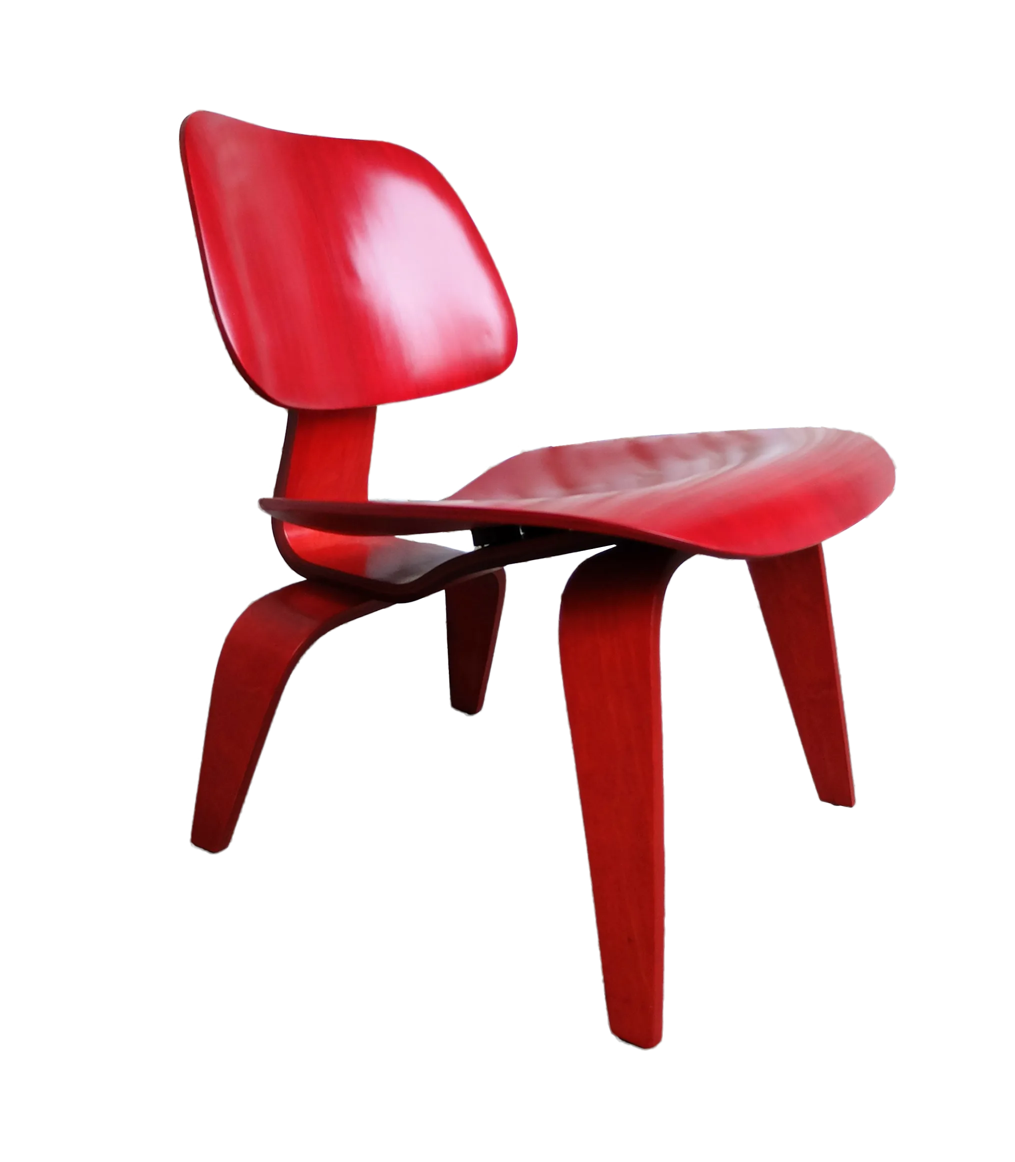 Stained Red LCW Lounge Chair by Charles & Ray Eames for Herman