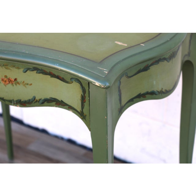 1950s French Provincial Hand-Painted Writing Table / Vanity Desk For Sale - Image 9 of 18