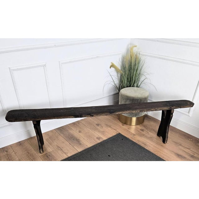 Antique Rustic Italian Wooden Bench, 1890s For Sale - Image 9 of 11