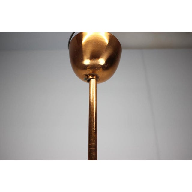 Josef Hurka Bauhaus UFO Pendant Light in Copper by Josef Hurka for Drupol, 1930s For Sale - Image 4 of 12