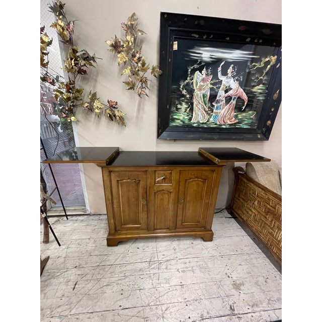 Vintage French Provincial Drop-Leaf Bar Cabinet / Server With Storage For Sale In Los Angeles - Image 6 of 8