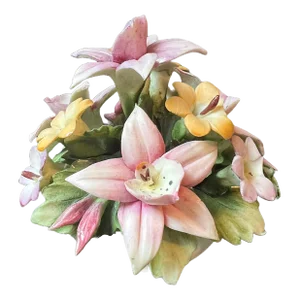 Mid 20th Century Vintage Capodimonte Porcelain Italian Flower Basket