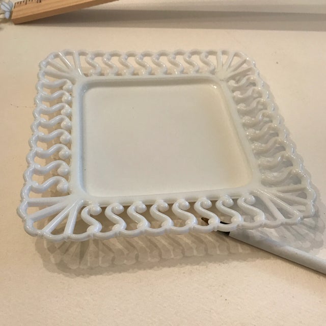 Antique Atterbury Pressed Milk Glass Plate For Sale In Tampa - Image 6 of 7