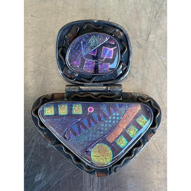Vintage Hand Crafted 925 Dichoric Glass Pendant For Sale - Image 9 of 12