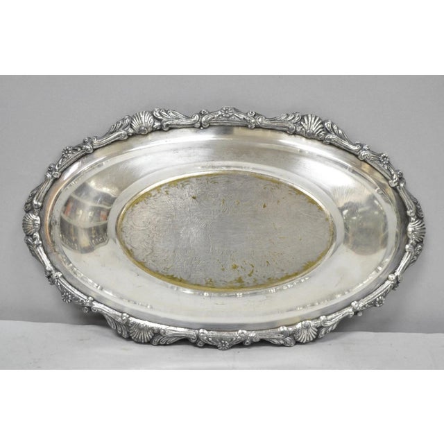 Vintage Victorian Style Silver Plated Oval 13.5" Trinket Serving Dish (B) For Sale - Image 12 of 16