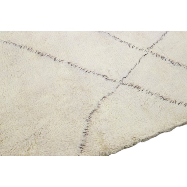 Ivory Modern Oversize Moroccan Style Handmade Tribal Pattern Ivory Wool Rug by Apadana For Sale - Image 8 of 12