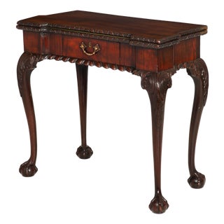 Rare English George III Antique Mahogany Card Game Table Circa 1760 For Sale