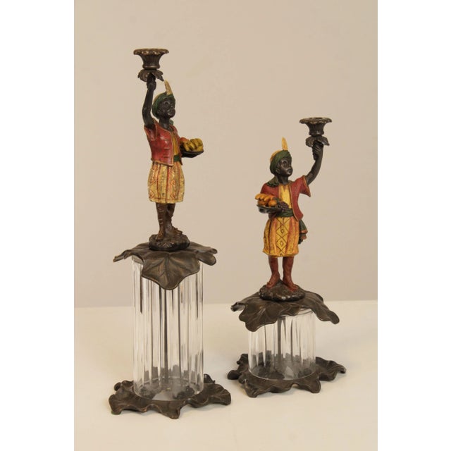 Painted Bronze Figural Candle Holders A Pair Chairish