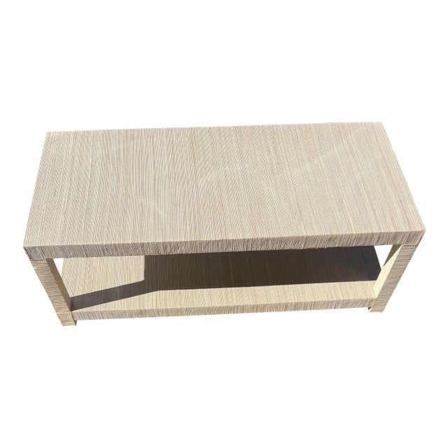 Late 20th Century Coastal Natural Grasscloth Coffee Table For Sale