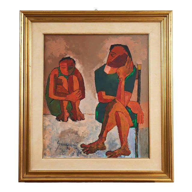 Graziani, Figures, Oil on Canvas, 1970s, Framed For Sale