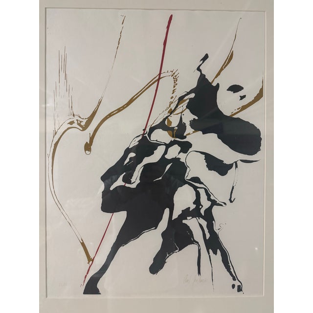 Striking abstract lithograph by Paul Jenkins, featuring his signature gestural forms and fluid, expressive movement. The...