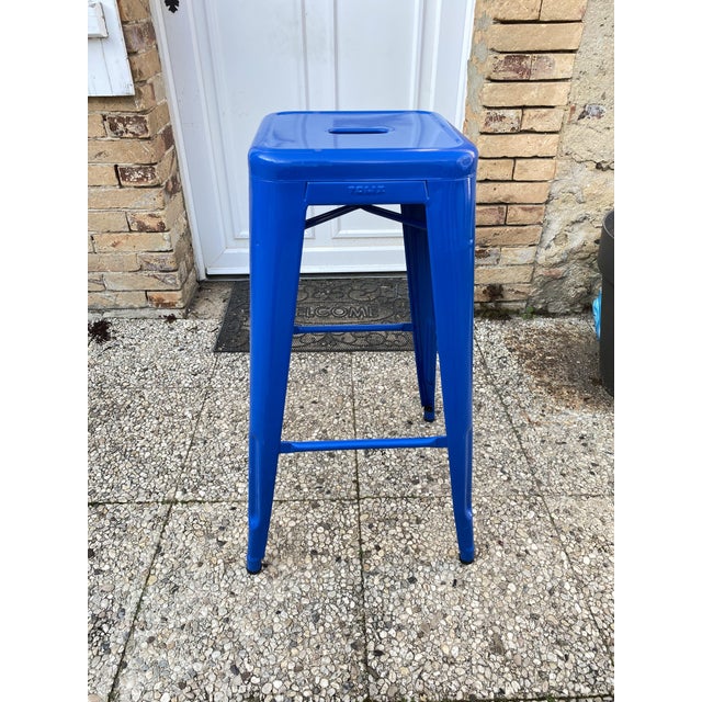 Vintage Industrial Bar Stool in Blue by Xavier Pauchard for Tolix, 2010s For Sale - Image 15 of 18
