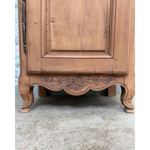 Tan Antique Cherrywood Bonnetière with Clock For Sale - Image 8 of 13