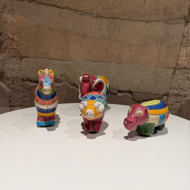 South African Fenix Raku. Hand Made Ceramic Pottery Rainbow Animals- Set of 4 For Sale - Image 13 of 18