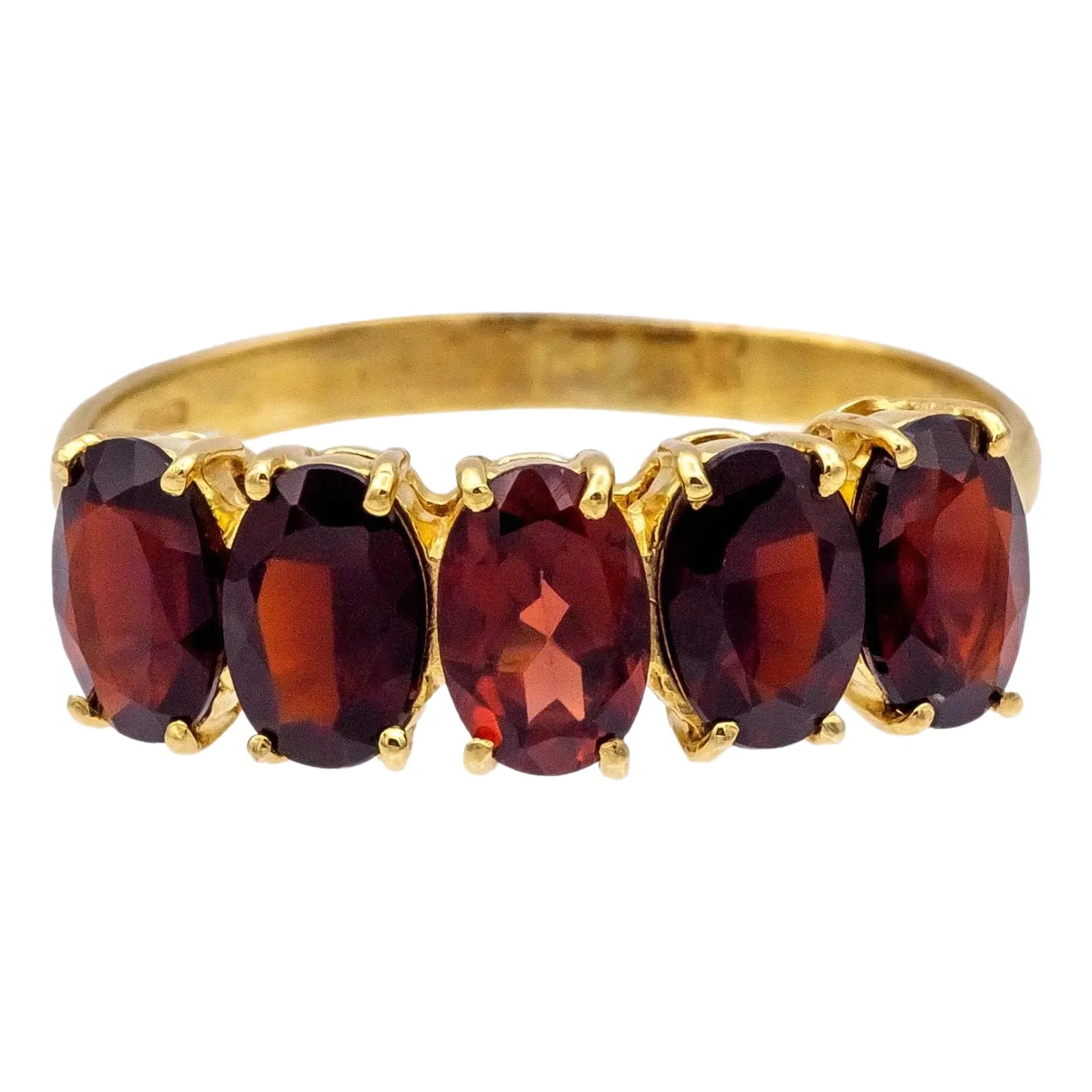 Vintage 1980s 18k Yellow Gold Garnet Five Stone Ring Chairish