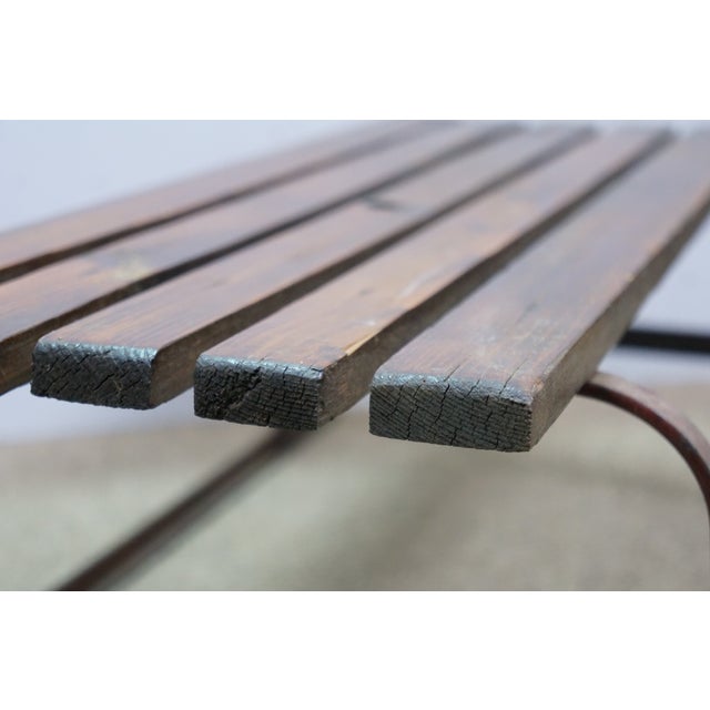 Mid Century Slatted Oak & Iron Snow Sled Sleigh Pull Tow Toboggan Sledge 34" For Sale - Image 9 of 18