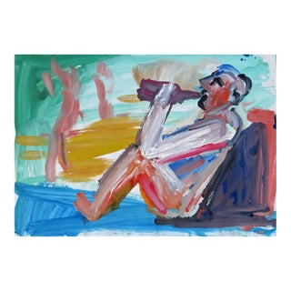 Alois Mosbacher Figure Drinking From Bottle 1982 Painting For Sale