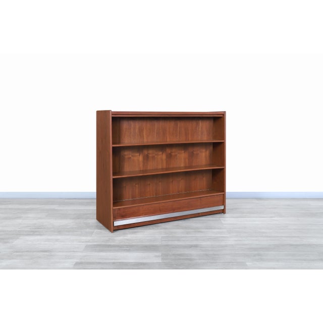 Brown Mid-Century Modern Walnut Drop-Front Dry Bar Cabinet With Shelving For Sale - Image 8 of 13
