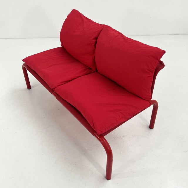Red Red 2-Seater Sofa in Metal and Fabric from Thalia & Co, 1980s For Sale - Image 8 of 12