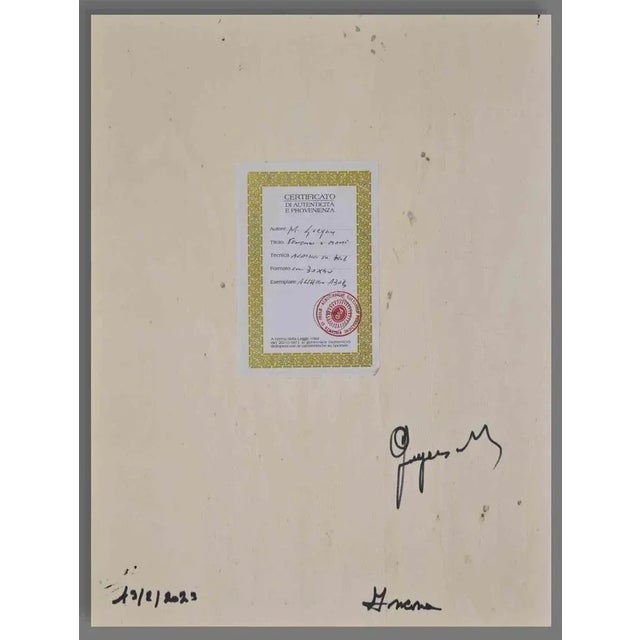 Abstract composition is an artwork realized by Martine Goyens in 2023. Acrylic on panel. 40 x 30 cm. Handsigned on the...