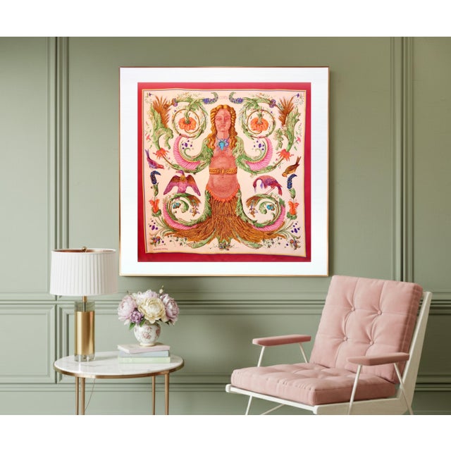 This is an authentic Hermès silk scarf professionally framed. Designed in 1967 by Françoise Façonnet, this Hermès scarf...