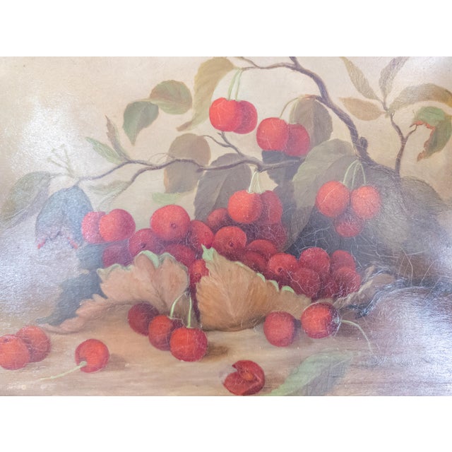 19th Century American Still Life Oil Painting of Cherries, Unsigned For Sale - Image 11 of 13