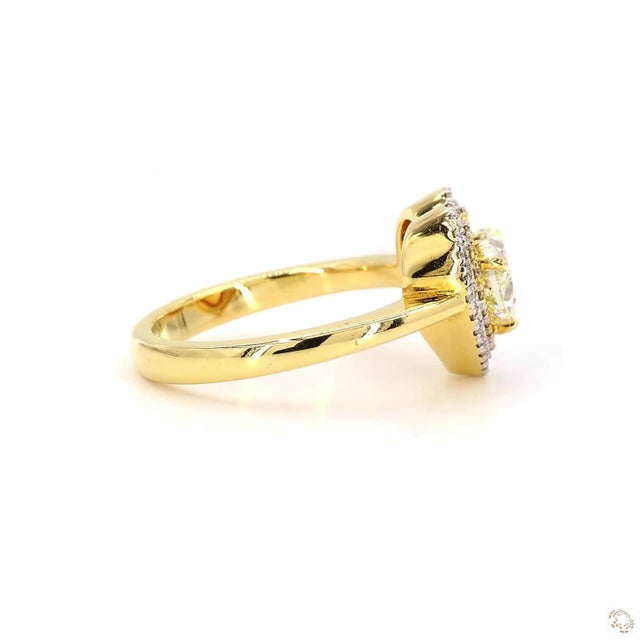 Gold 1.02 Carat Heart Shape Yellow Diamond White Diamond Ring, Size 6.5 For Sale - Image 8 of 9