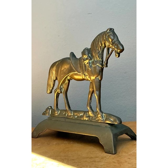 Vintage Brass Horse Door Stop For Sale - Image 10 of 12