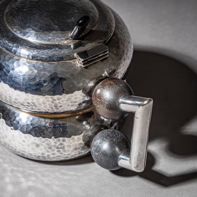 20th Century Art Deco Three-Piece Tea and Coffee Service with Hammered Surface, 1990s, Set of 3 For Sale - Image 13 of 14