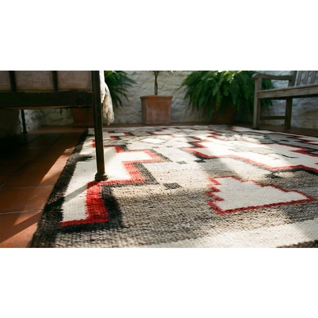 Gray 1920s Gray Geometric Kilim Antique American Navajo Rug 3'8"x 6 Flatweave Wool Carpet For Sale - Image 8 of 9