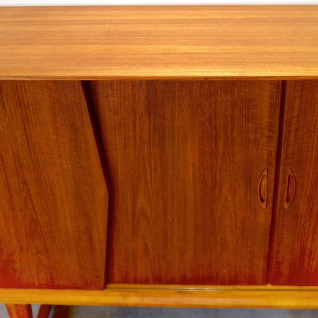 1950s Kurt Østervig Teak Tall Sideboard / Highboard With Illuminated Bar Cabinet For Sale - Image 12 of 14