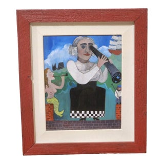 1990s Barbara Olsen Painting of "Maria Mitchell, First Female Astronomer in the Us", Framed For Sale