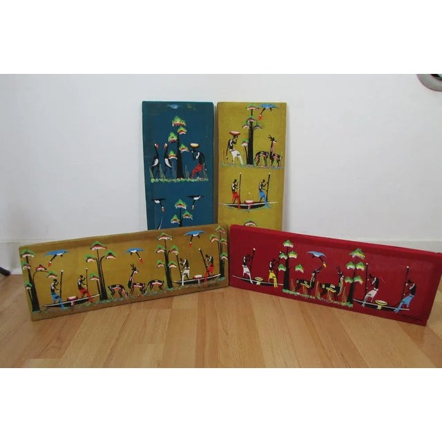 Wood African Textile Artworks, 1950s, Set of 4 For Sale - Image 7 of 7