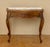1940s Pair of French Louis XV Style Wood Side Tables With Marble Tops For Sale - Image 4 of 11