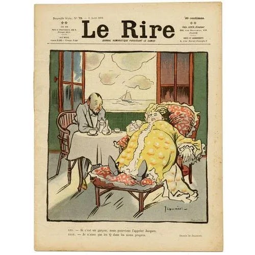 Pierre-Georges Jeanniot, Le Rire No.79 Proof, 1904, Lithograph & Gouache For Sale - Image 4 of 5