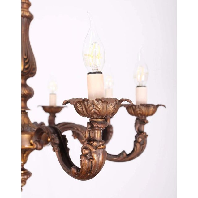 2000 - 2009 Antique Eight Bulbs Chandelier with Floral Decoration For Sale - Image 5 of 5